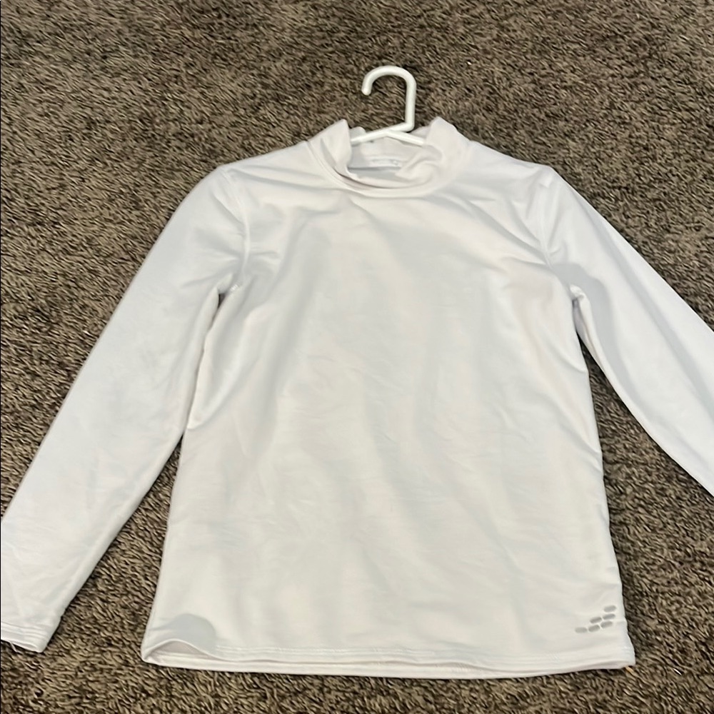 White Long Sleeve Tee with High Collar